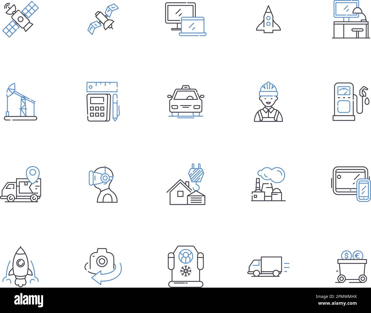Les machines présentent la collection d'icônes. Robots, Automata, moteurs, automatisation, ordinateurs, Moteurs, groupes électrogènes vecteur et jeu de concepts d'illustration. Machines Illustration de Vecteur