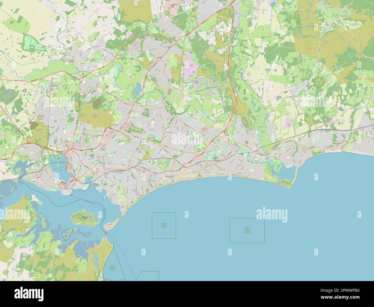 Bournemouth, Christchurch et Poole, autorité unitaire de l'Angleterre - Grande-Bretagne. Ouvrez la carte des rues Banque D'Images
