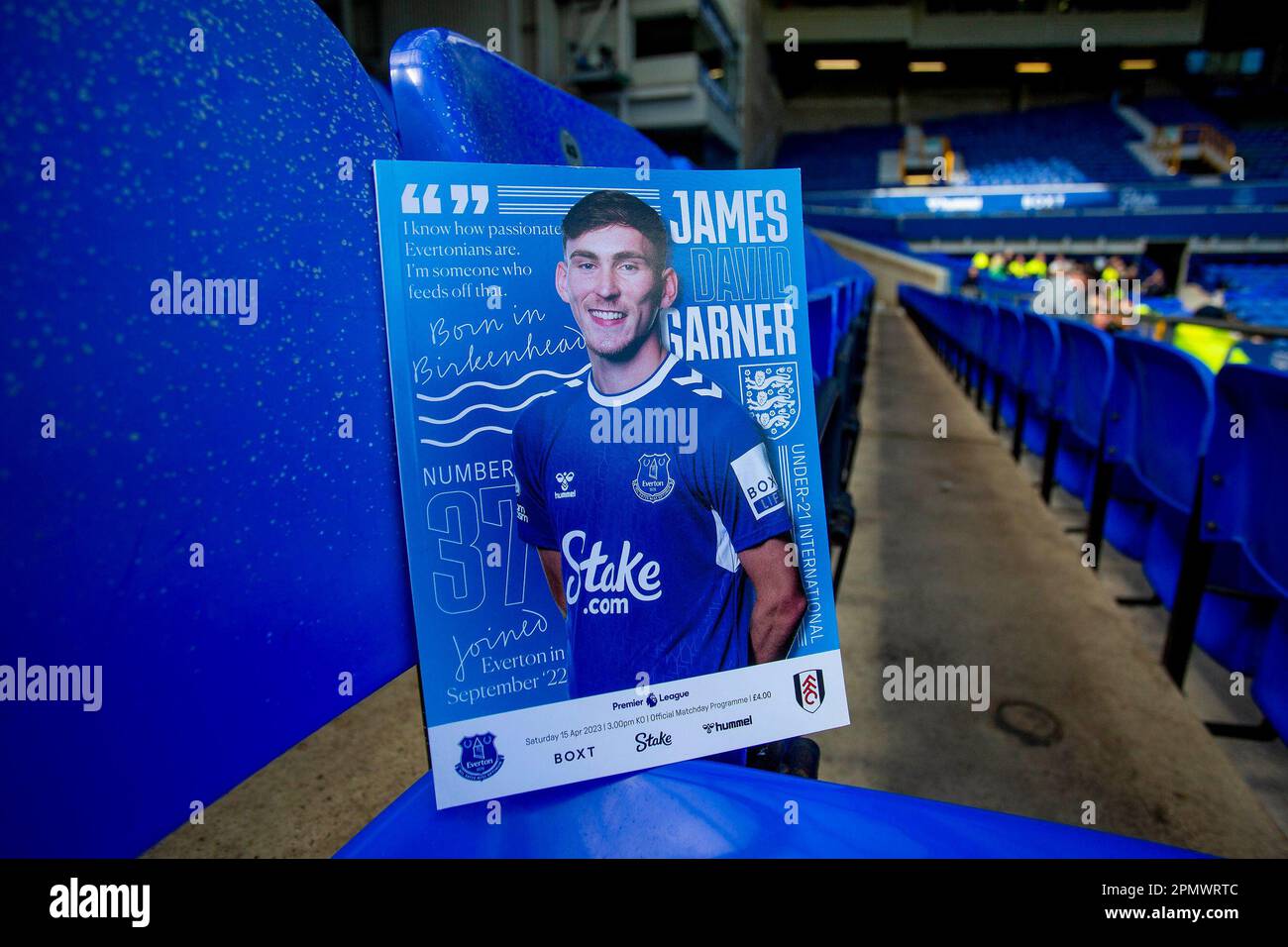 James Garner d'Everton F.C. Le match de la Premier League entre Everton et Fulham à Goodison Park, Liverpool, le samedi 15th avril 2023. (Photo : Mike Morese | MI News) Credit: MI News & Sport /Alay Live News Banque D'Images