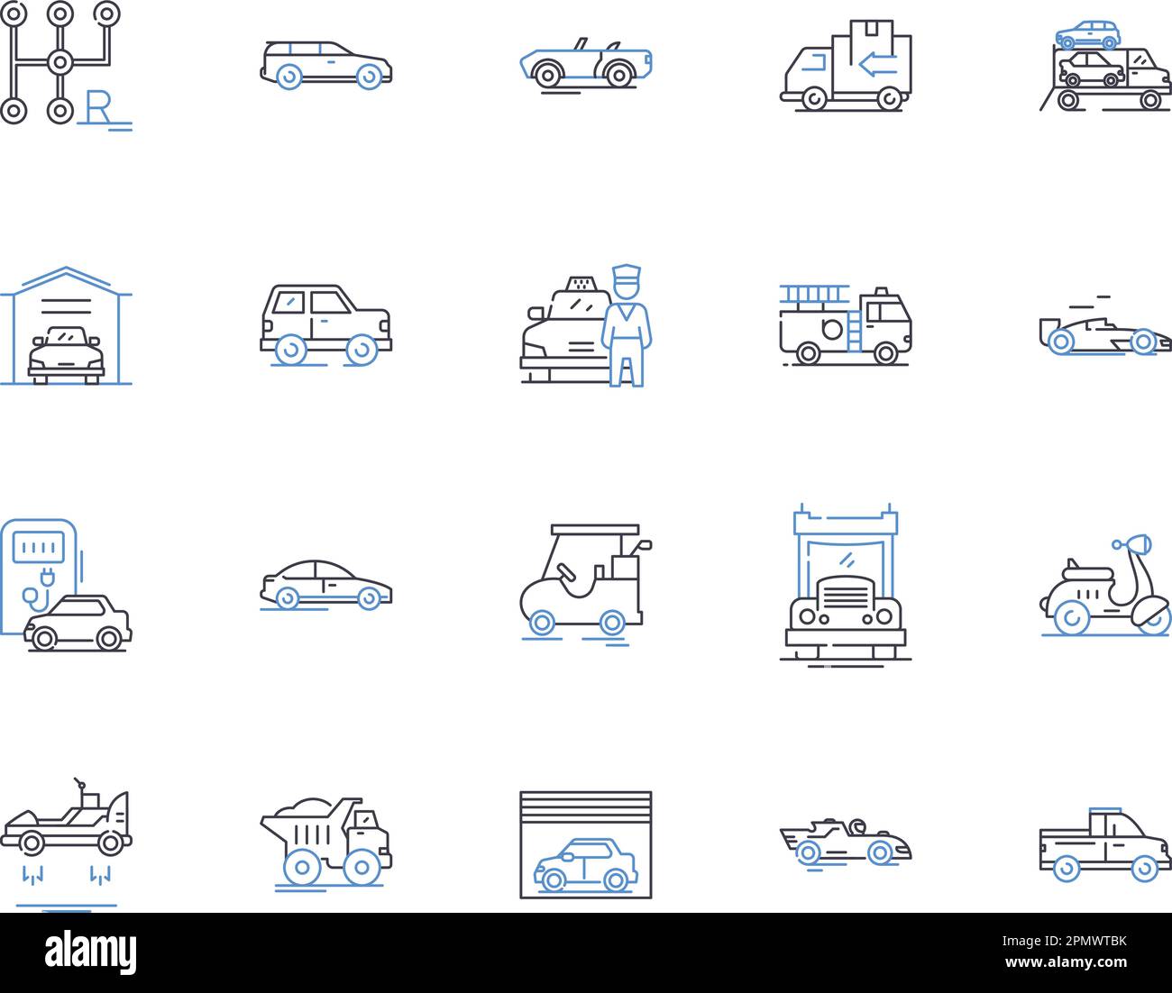 Collection d'icônes de contour logistique et de transport. Logistique, expédition, transport, livraison, fret, Jeu de concepts fret, transport vectoriel et illustration Illustration de Vecteur