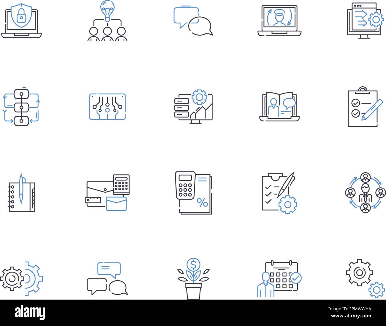 Collection d'icônes de contour d'entreprise en connexion. Mise en réseau, liaison, Union, rejoindre, messagerie, Connexion, vecteur de collaboration et illustration Illustration de Vecteur