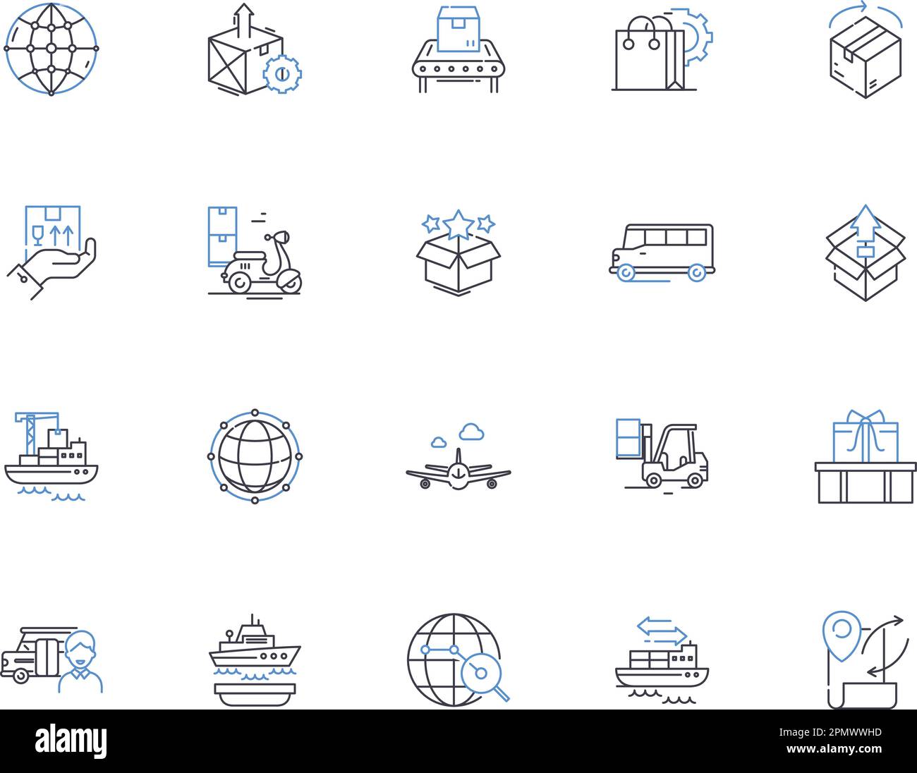 Collection Express Delivery Outline icons. Express, livraison, rapide, courrier, expédition, Jeu de concepts Rush, vecteur de nuit et illustration. Rapide Illustration de Vecteur