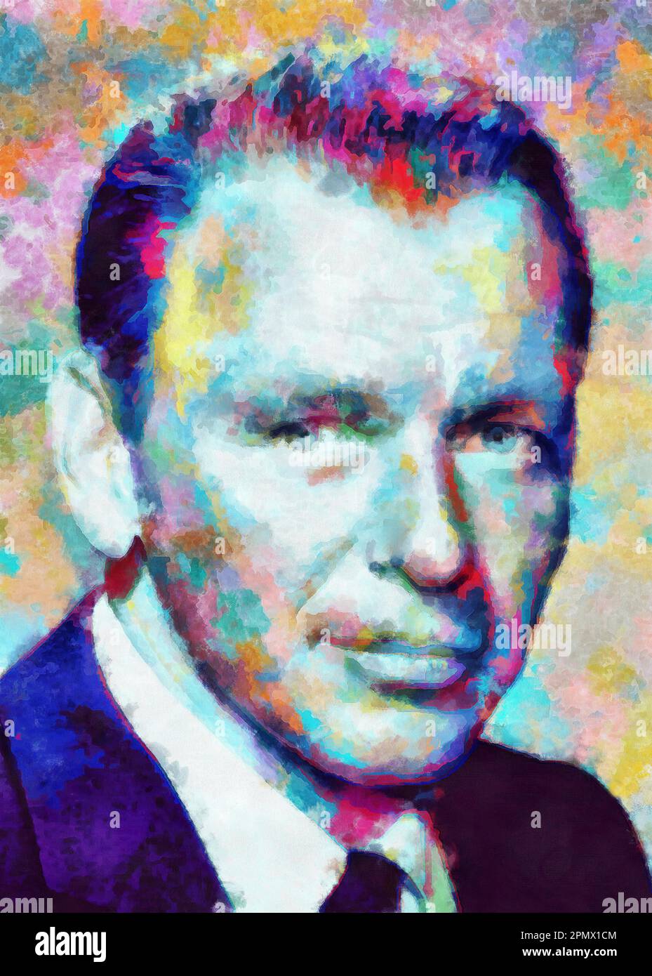 Illustrations Portrait Francis Albert Sinatra, chanteur américain, Banque D'Images