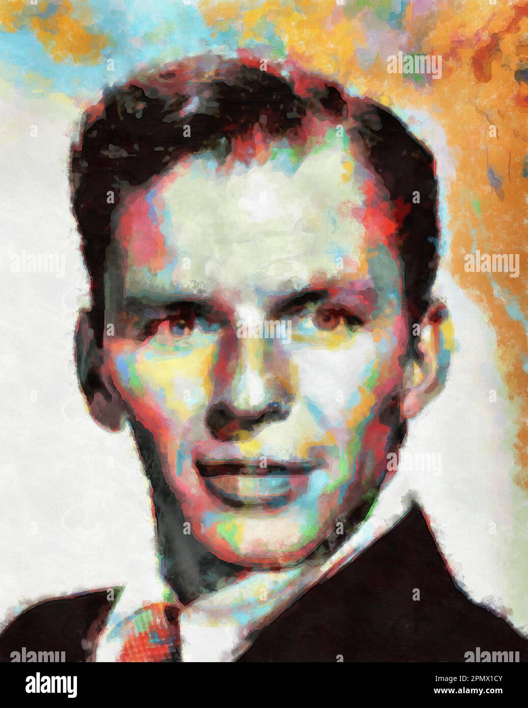 Illustrations Portrait Francis Albert Sinatra, chanteur américain, Banque D'Images
