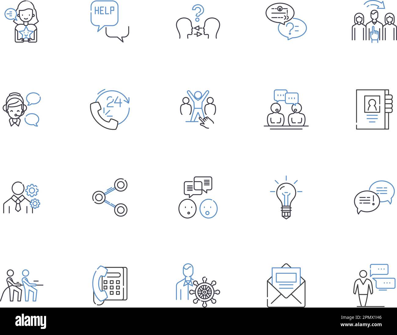 Collection d'icônes de contour d'assistance ai. Artificiel, Intelligence, assistance, Chatbot, automatisation, Algorithme, vecteur machine et concept d'illustration Illustration de Vecteur