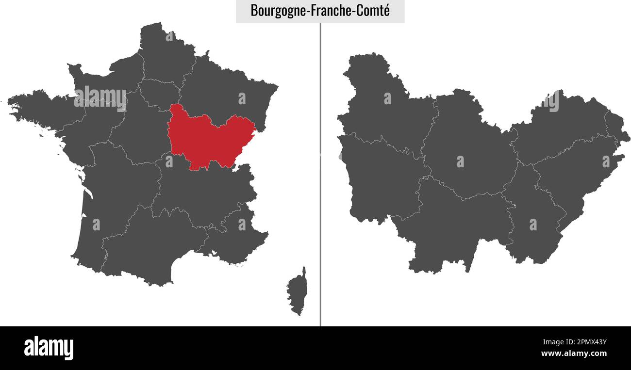 Carte de la région Bourgogne-Franche-Comté de France et situation sur