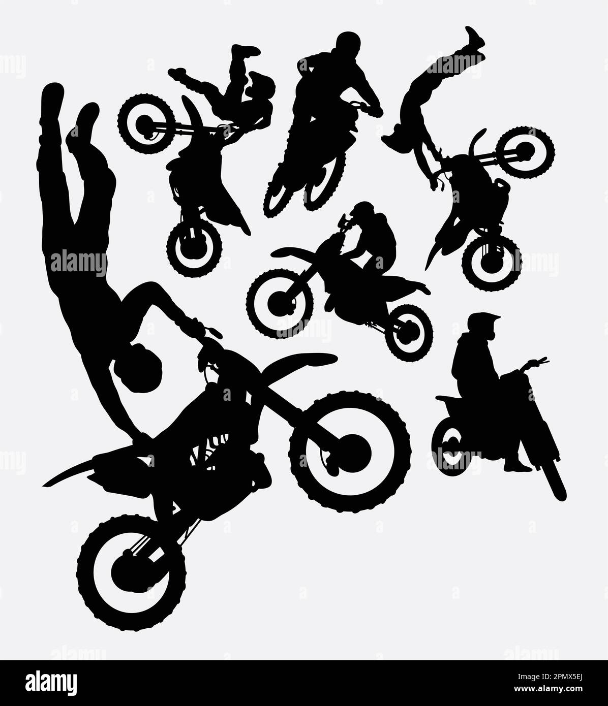 Silhouettes de sport Motocross Illustration de Vecteur