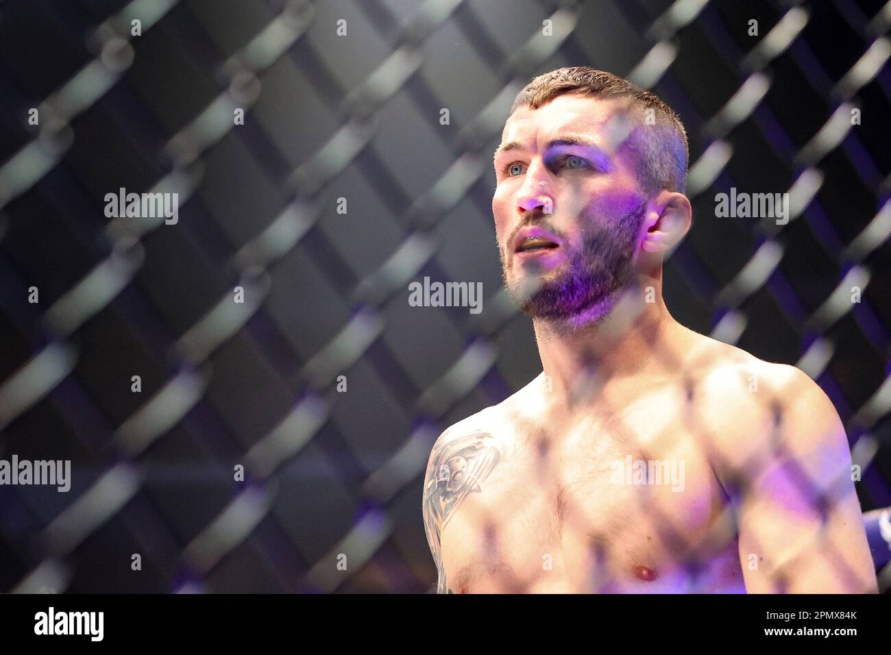 April 14, 2023: Lightweight Stevie Ray inside the PFL SmartCage prior to the start of the PFL 3 Regular Season Fight Night at The Theater inside the Virgin Hotel on April 14, 2023 in Las Vegas, NV. Christopher Trim/CSM.(Credit Image: © Christopher Trim/Cal Sport Media) (Cal Sport Media via AP Images) Banque D'Images