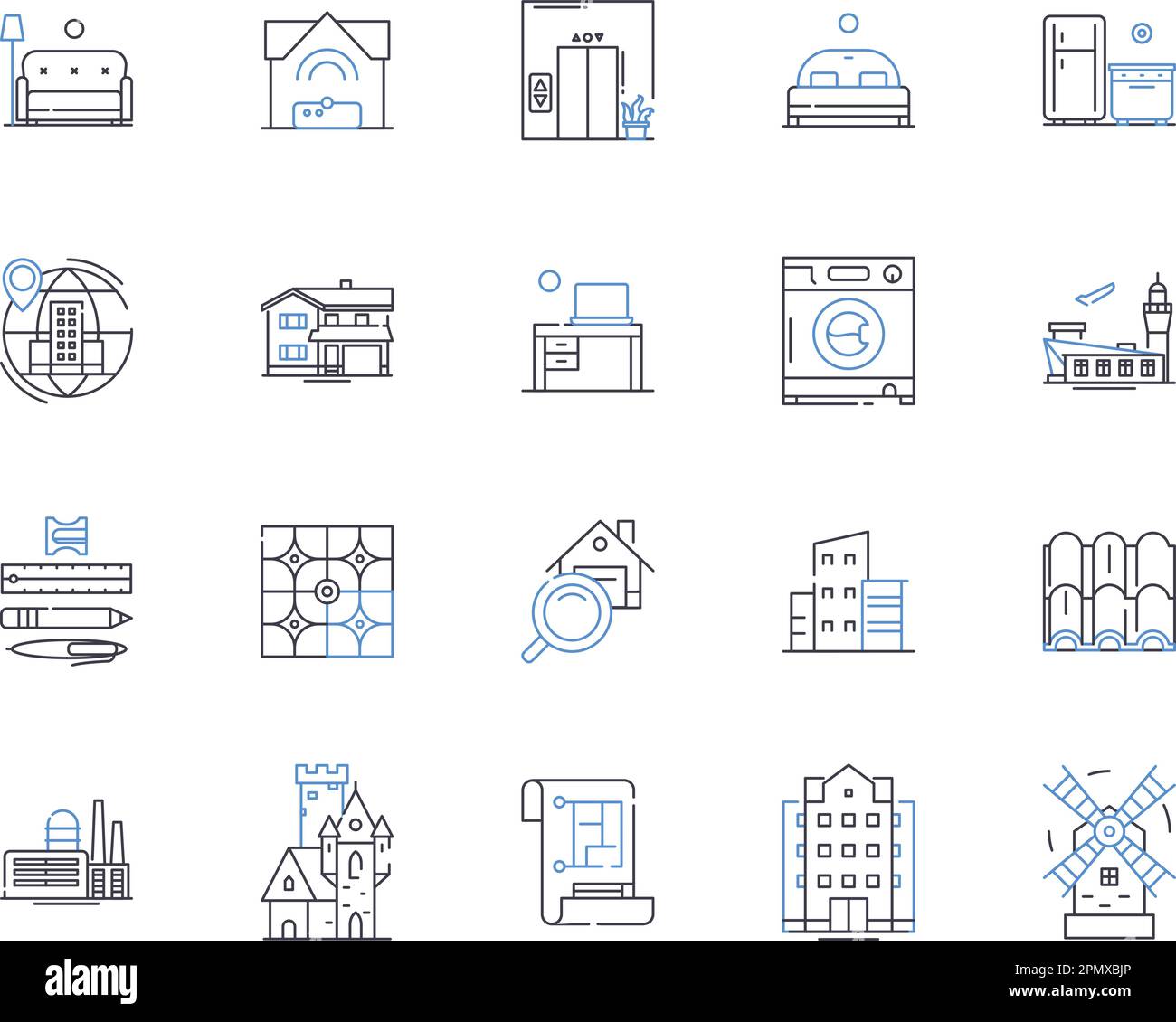 Services d'hébergement contour icônes collection. Hébergement, logement, résidence, hébergement, suite, Location, suites vecteur et illustration concept Illustration de Vecteur