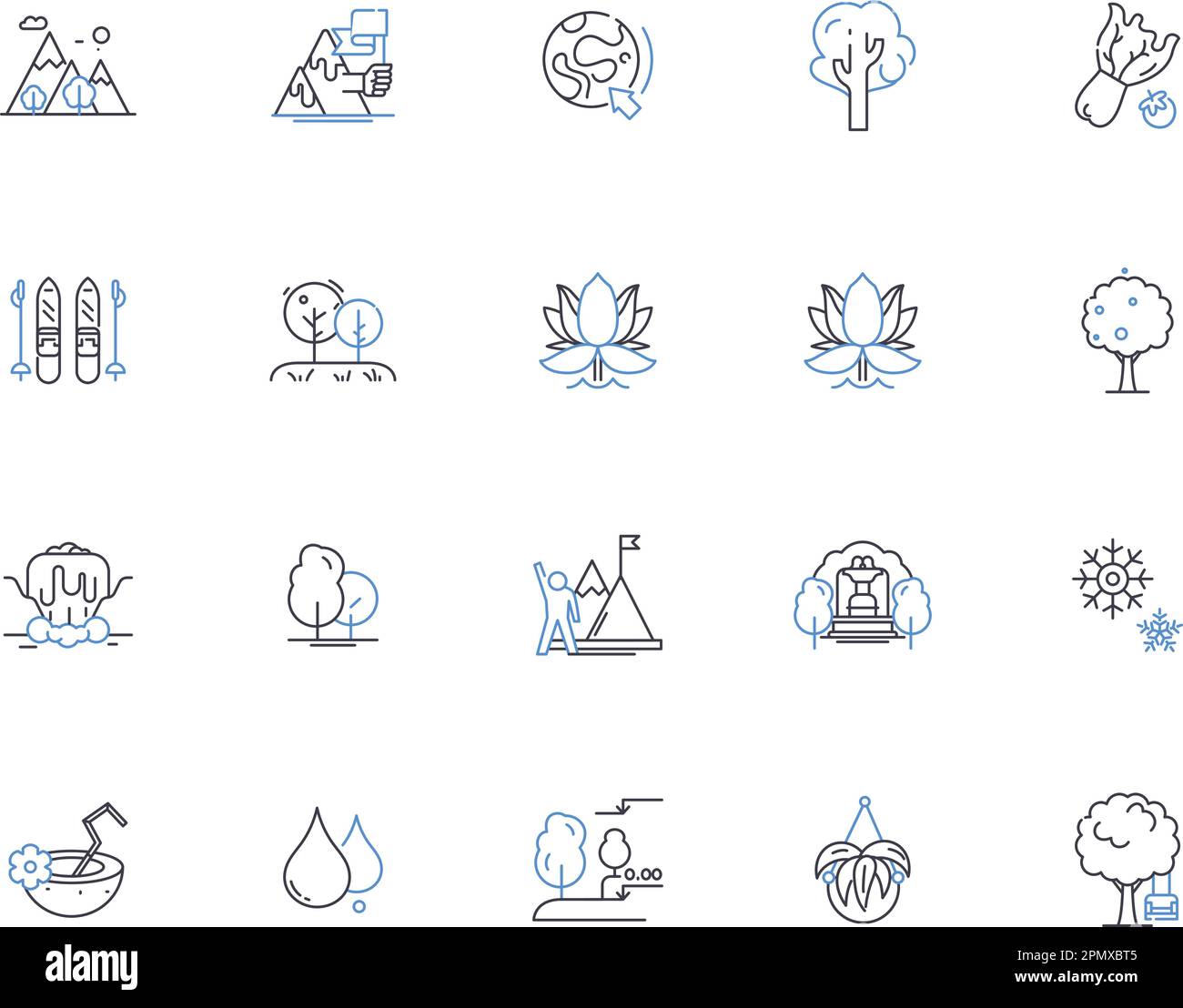 Collection d'icônes de contour climatique. Climat, chaleur, froid, températures, Global, Ensemble de concepts météo, vecteur d'atmosphère et illustration. Humidité, vent Illustration de Vecteur