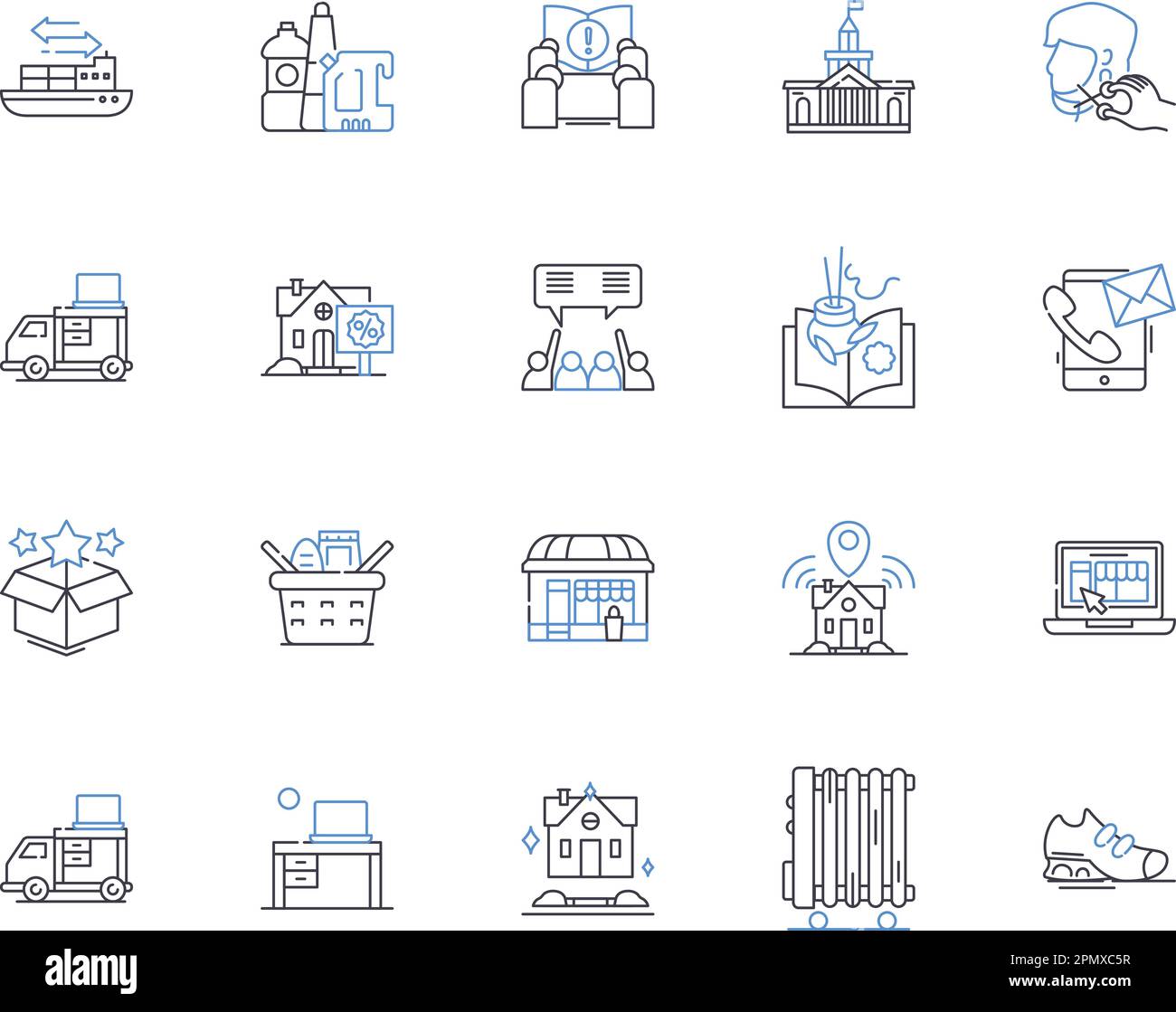 Collection d'icônes représentant la ville et le foyer. Ville, ménage, urbain, habitation, ville, Maison, vecteur de résidence et ensemble de concepts d'illustration. Code Illustration de Vecteur