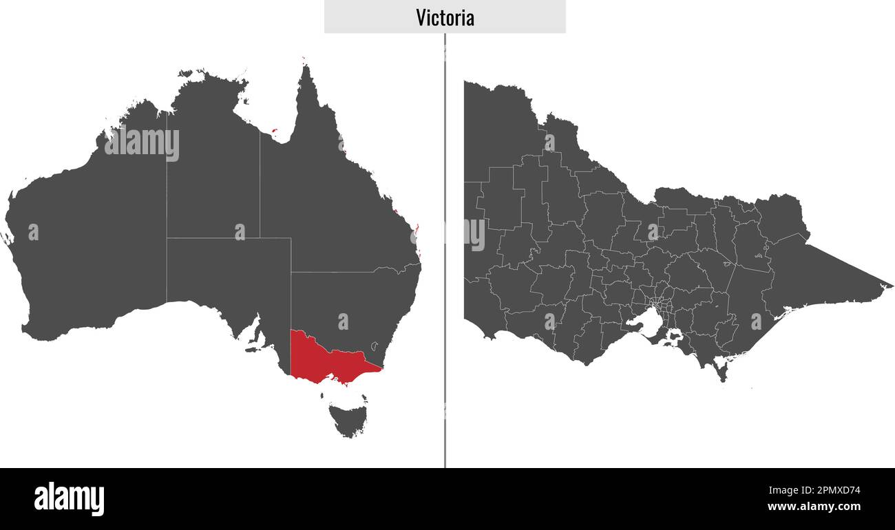 Carte de l'état de Victoria de l'Australie et emplacement sur la carte australienne Illustration de Vecteur