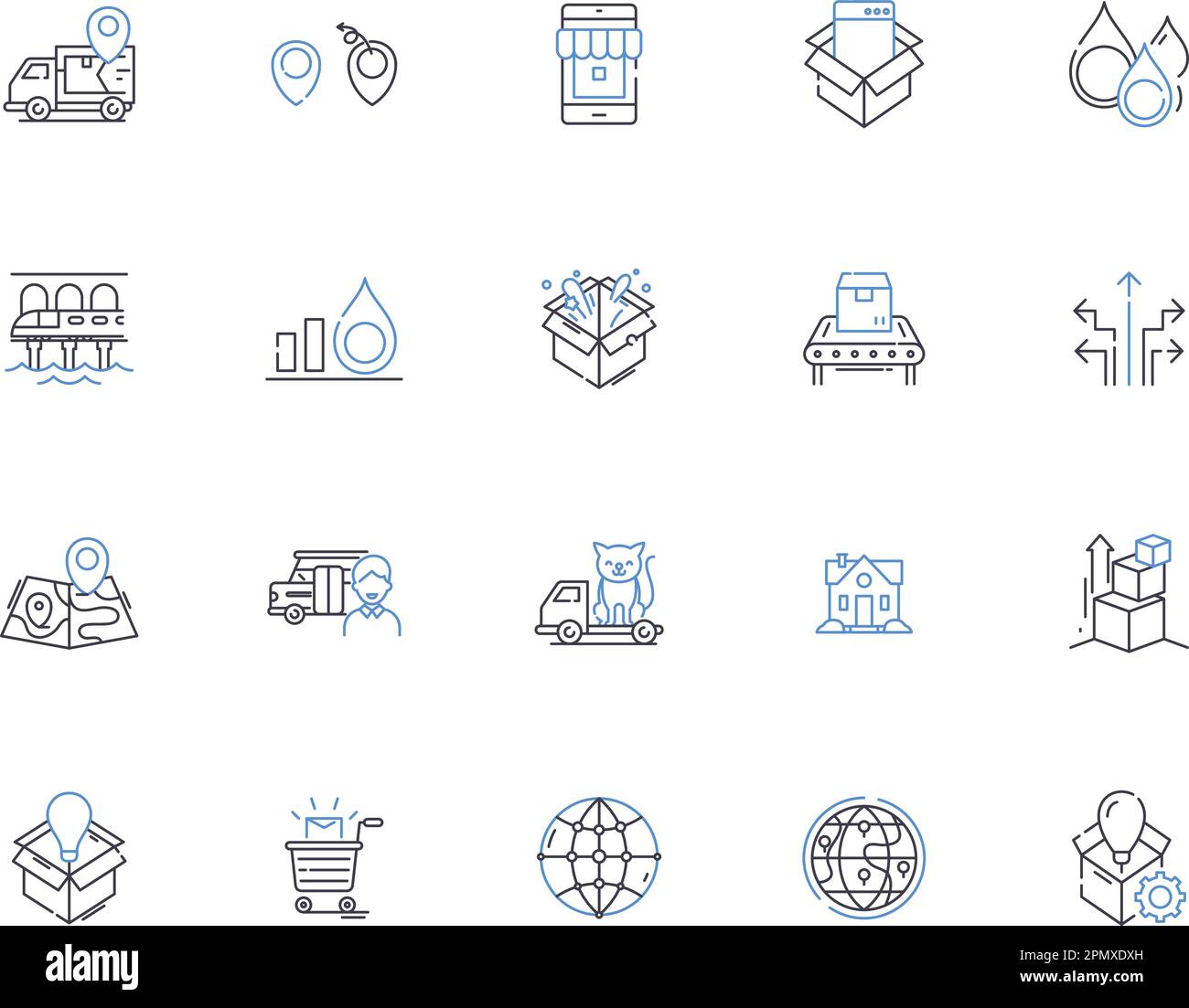 Collection Express Delivery Outline icons. Express, livraison, rapide, courrier, expédition, Jeu de concepts Rush, vecteur de nuit et illustration. Rapide Illustration de Vecteur