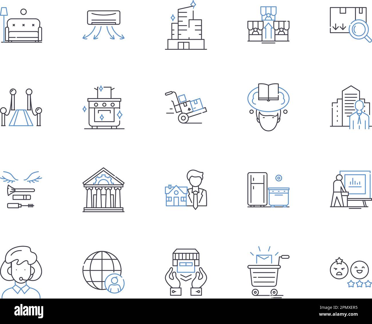Collection d'icônes représentant la ville et le foyer. Ville, ménage, urbain, habitation, ville, Maison, vecteur de résidence et ensemble de concepts d'illustration. Code Illustration de Vecteur