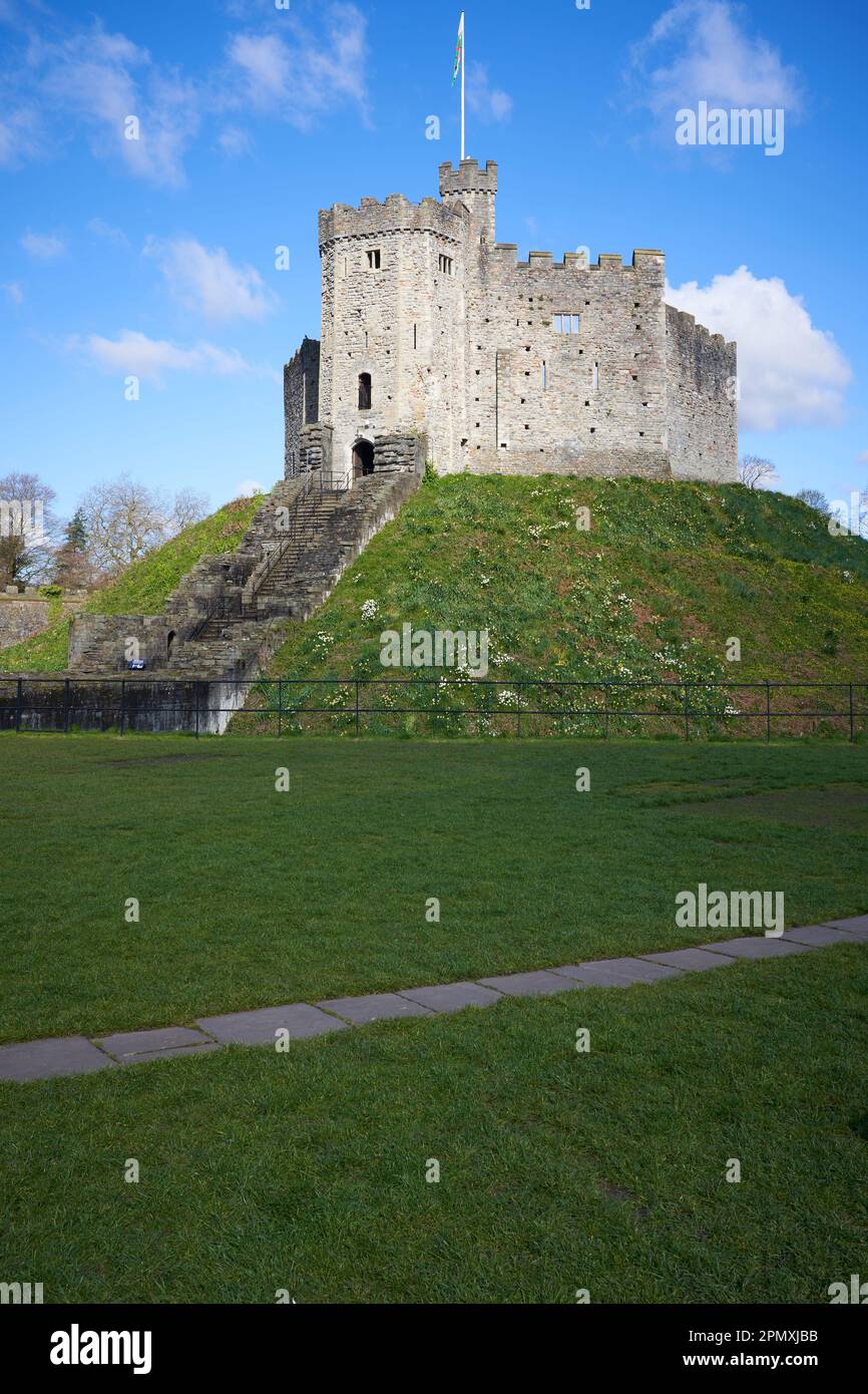 Le Norman Keep, le château de Cardiff, Cardiff, pays de Galles du Sud Banque D'Images