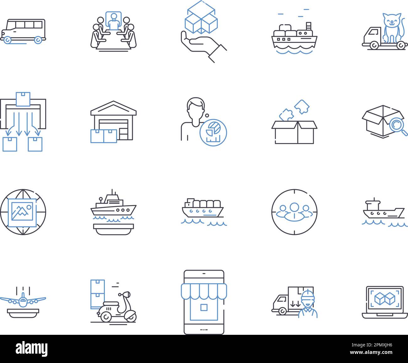 Collection d'icônes de contour de gestion logistique. Logistique, gestion, approvisionnement, chaîne, commande, Ensemble de concepts livraison, vecteur d'entrepôt et illustration Illustration de Vecteur