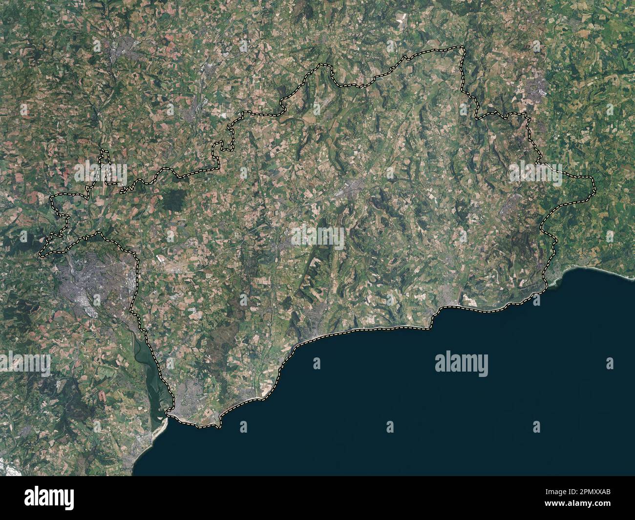 East Devon, district non métropolitain d'Angleterre - Grande-Bretagne. Carte satellite haute résolution Banque D'Images
