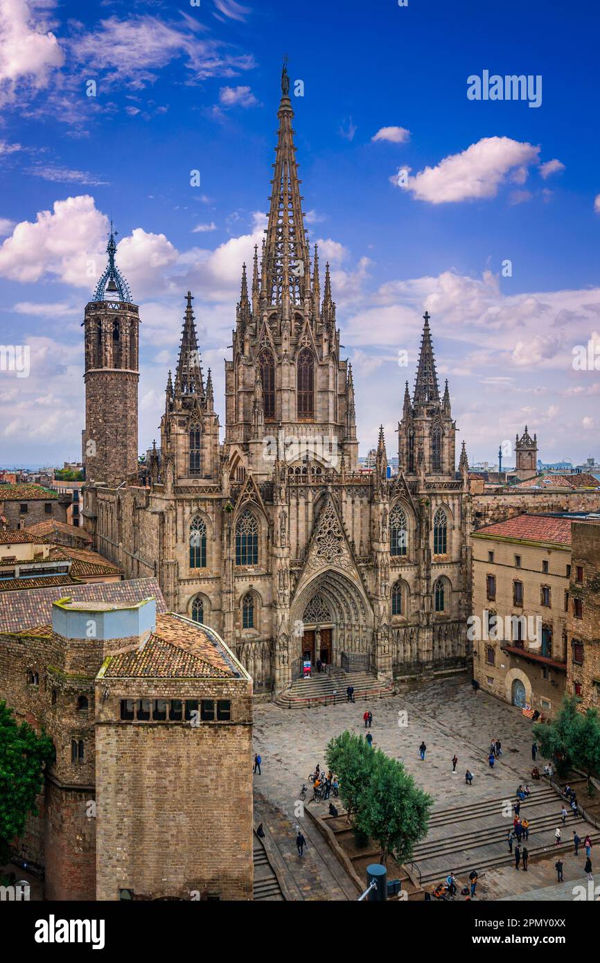 Horizon de Barcelone avec la cathédrale gothique, Espagne Banque D'Images