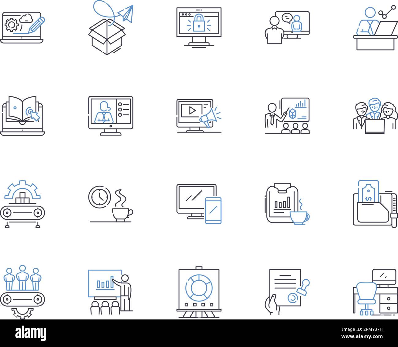 Collection d'icônes de contour de département de société. Entreprise, Département, Finances, Comptabilité, Ressources humaines, Vecteur et illustration juridiques, techniques Illustration de Vecteur