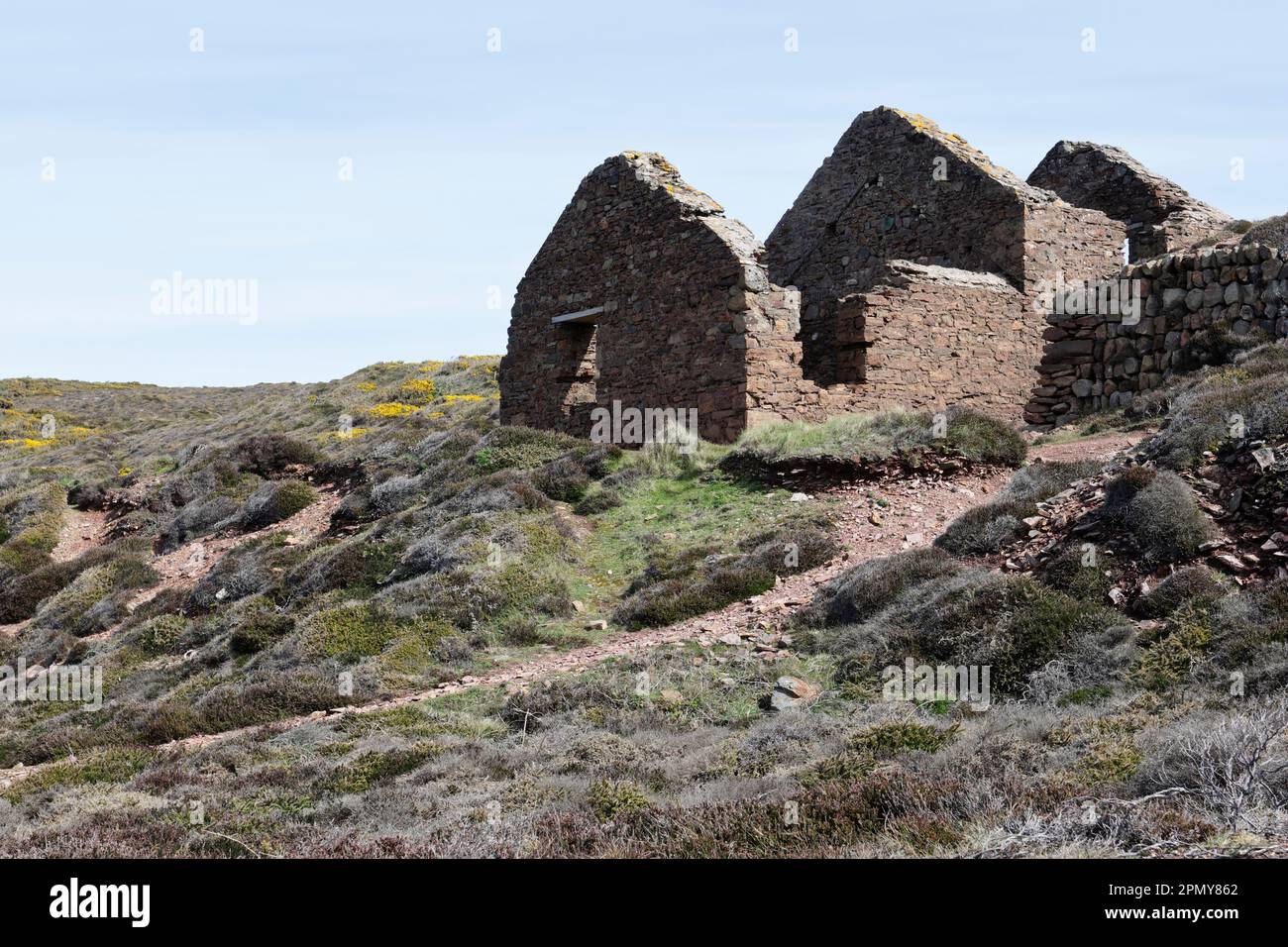 Ruines à la mine d'étain Wheal Coates, près de St. Agnes, côte nord de Cornwall, Royaume-Uni Banque D'Images