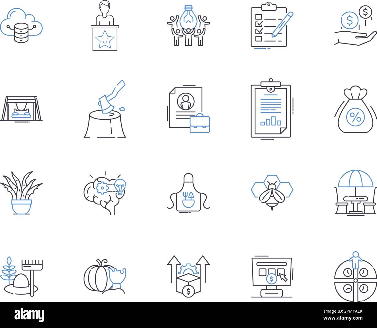 Collection d'icônes de contour du secteur agricole. Agriculture, secteur, Agriculture, cultures, production, Jeu de concepts récolte, vecteur de travail du sol et illustration Illustration de Vecteur