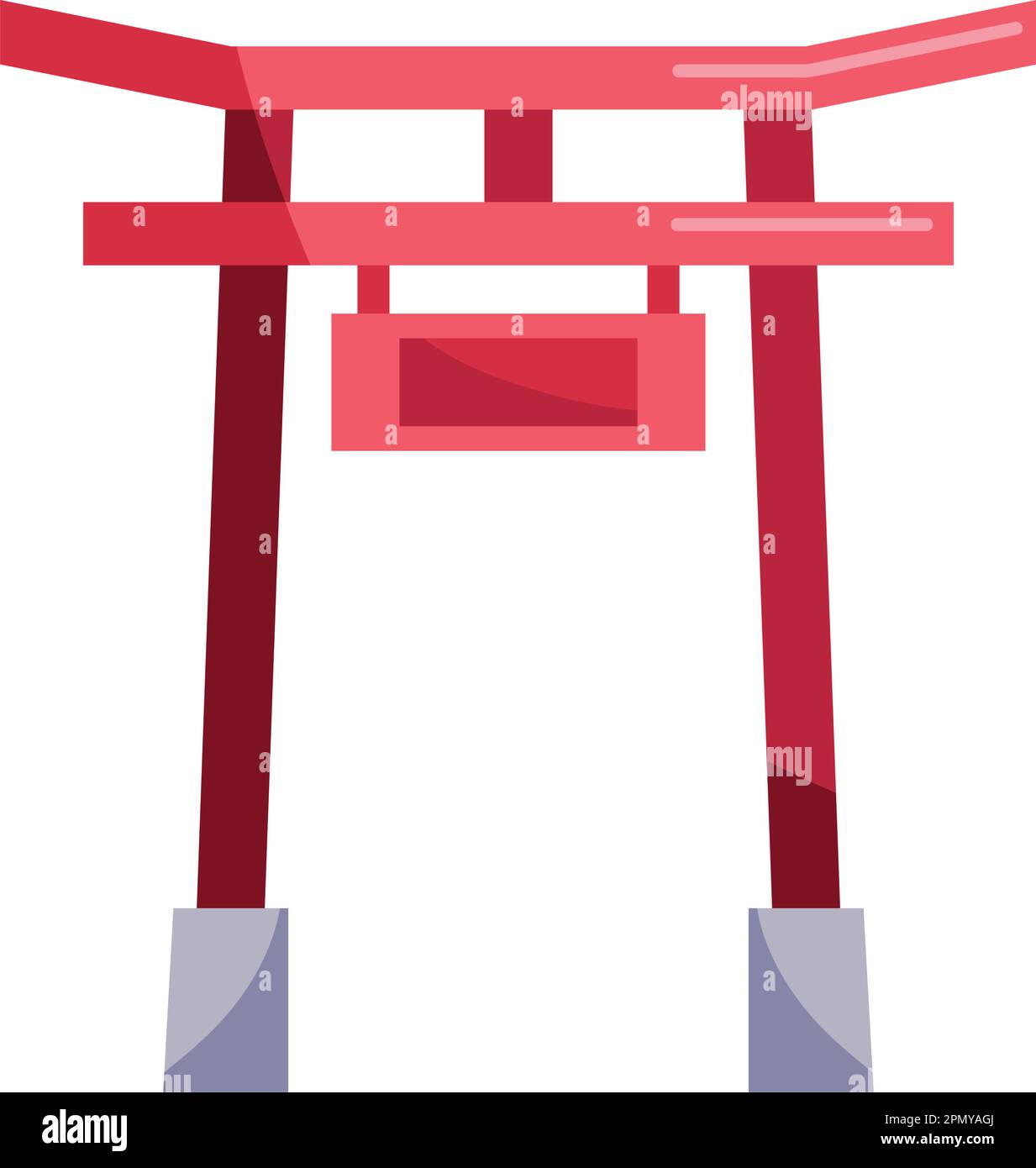 Grille rouge torii sur blanc Illustration de Vecteur
