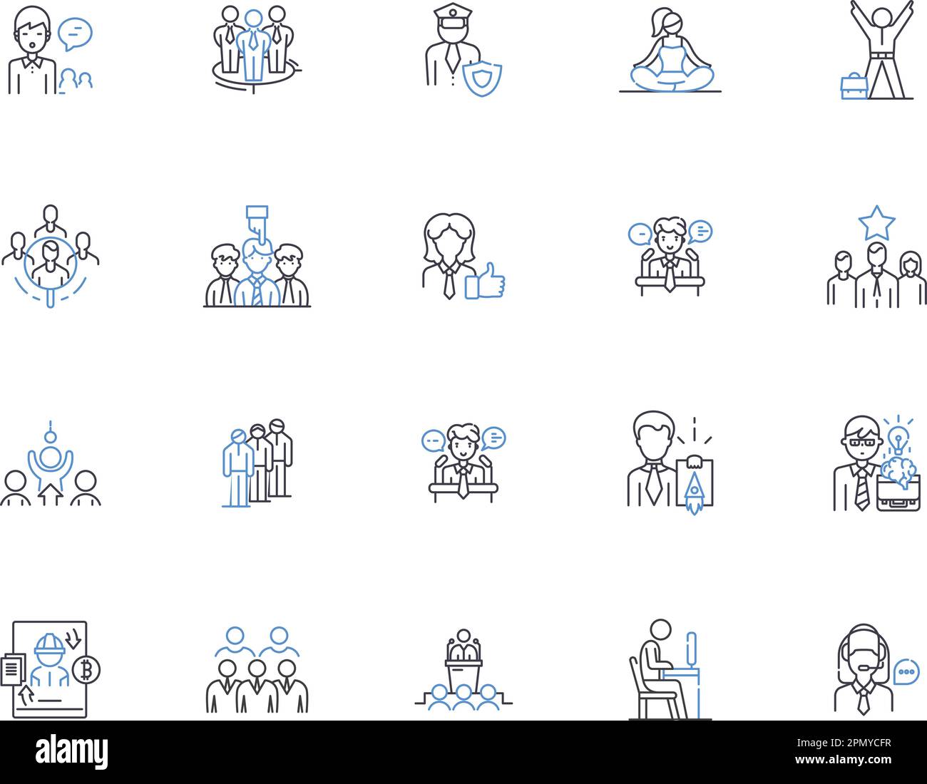 Collection d'icônes de contour de recherche de travaux. Recherche d'emploi, recrutement, candidature, entrevue, réseautage, Contrat, vecteur de prospection et illustration Illustration de Vecteur