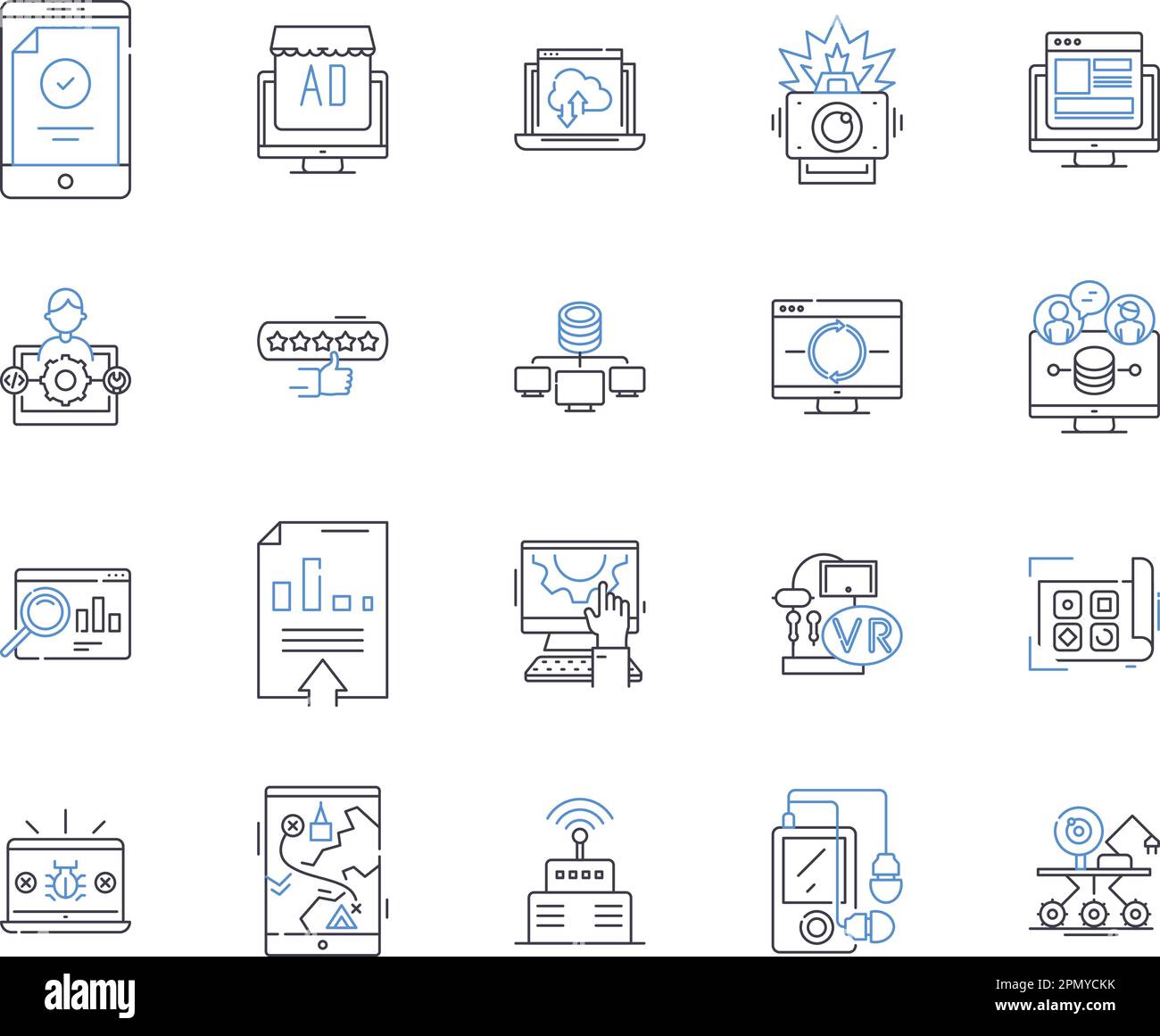 Collection d'icônes de contour d'apprentissage en profondeur. Deep, Learning, neural, Networks, ai, Ensemble de concepts machine, vecteur informatique et illustration. Vision Illustration de Vecteur