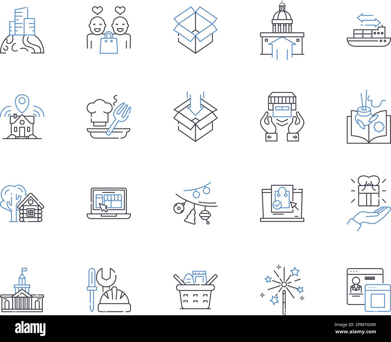 Collection d'icônes de présentation de ville. Urbain, livraison, ville, expédition, expédition, Jeu de concepts Courier, vecteur postal et illustration. Fret Illustration de Vecteur