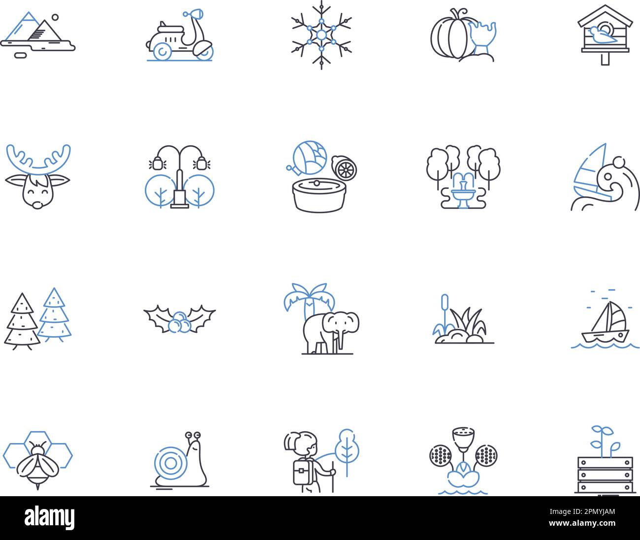 Collection d'icônes de contour climatique. Climat, chaleur, froid, températures, Global, Ensemble de concepts météo, vecteur d'atmosphère et illustration. Humidité, vent Illustration de Vecteur