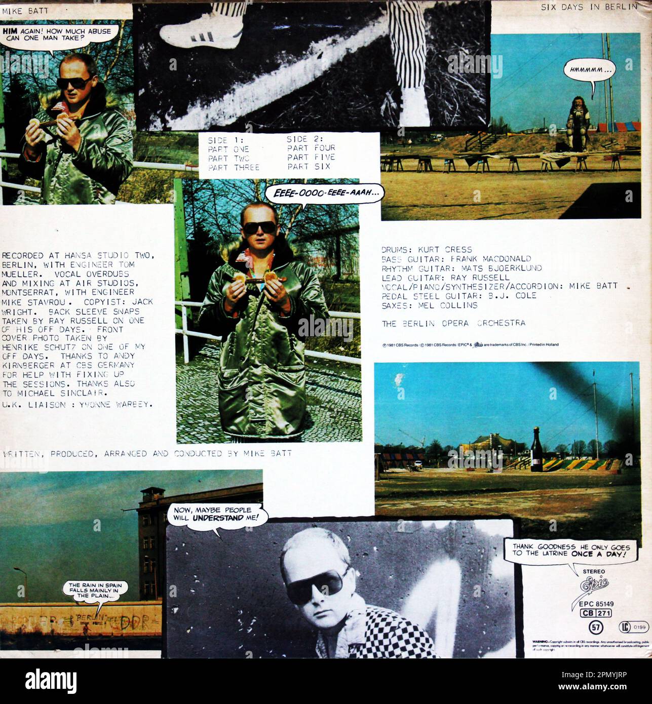 Mike Batt: LP gramophone record 'six Days in Berlin', couverture arrière Banque D'Images