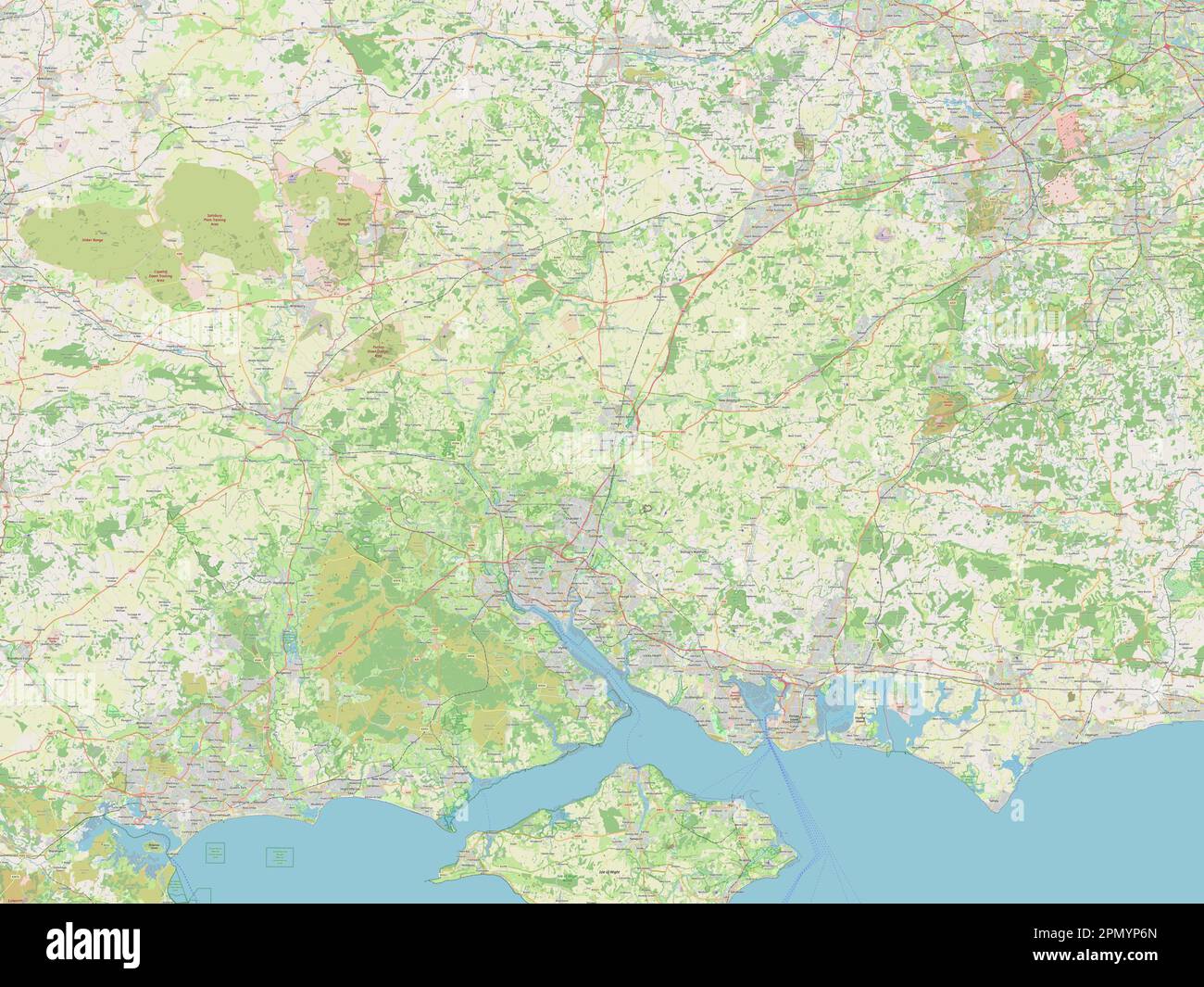 Hampshire, comté administratif de l'Angleterre - Grande-Bretagne. Ouvrez la carte des rues Banque D'Images