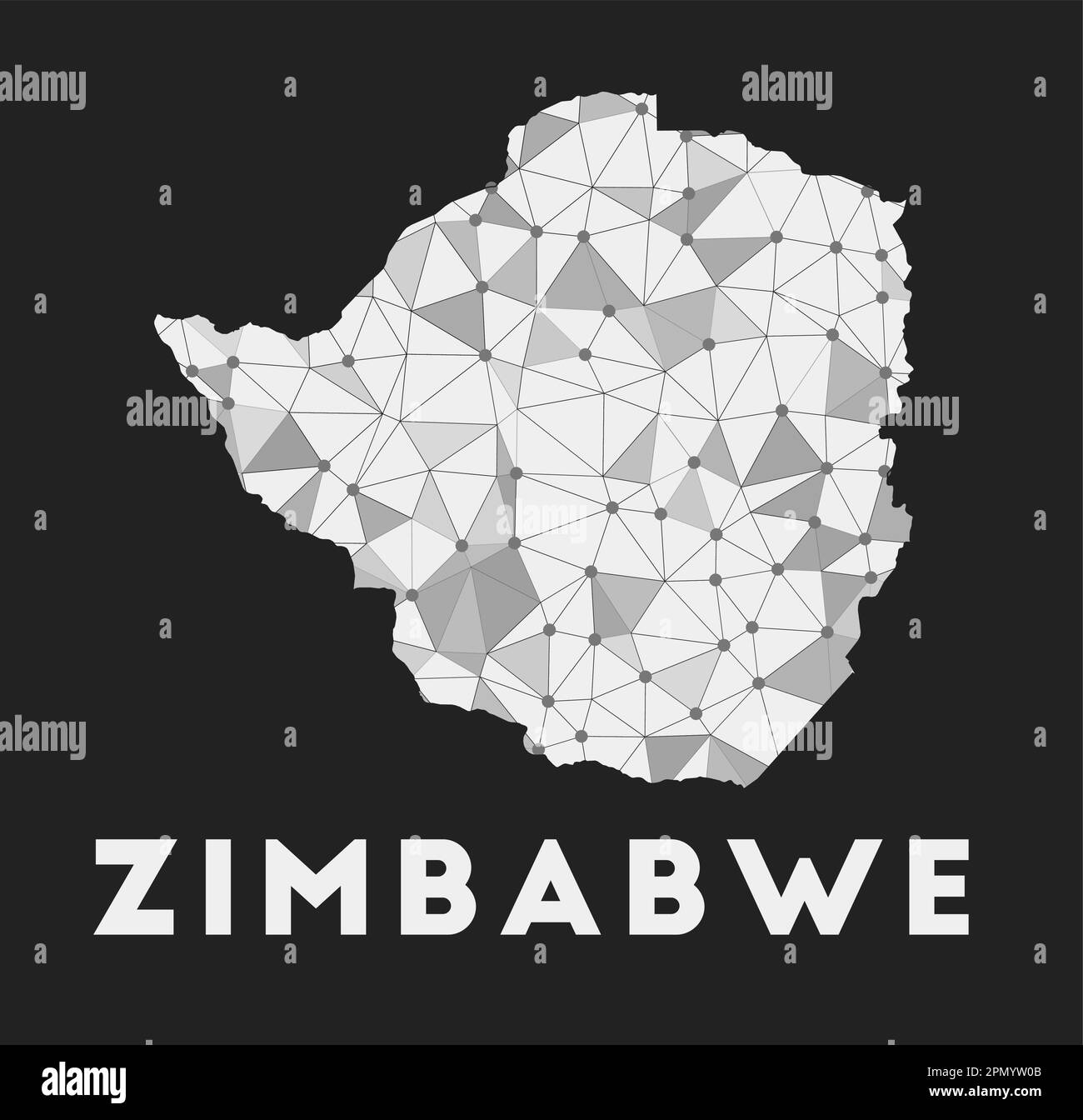 Zimbabwe - carte du réseau de communication du pays. Zimbabwe design géométrique tendance sur fond sombre. Illustration de Vecteur