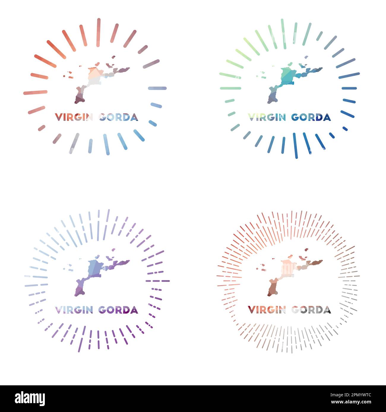 Ensemble de lunettes de soleil en poly de Virgin Gorda. Logo de l'île en style polygonal géométrique. Illustration vectorielle. Illustration de Vecteur