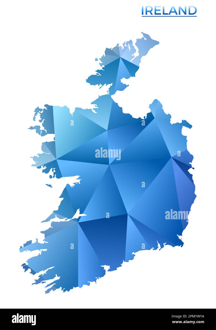 Carte polygonale vectorielle de l'Irlande. Pays géométrique dynamique de style poly bas. Illustration élégante pour vos infographies. Technologie, Internet, réseau c Illustration de Vecteur