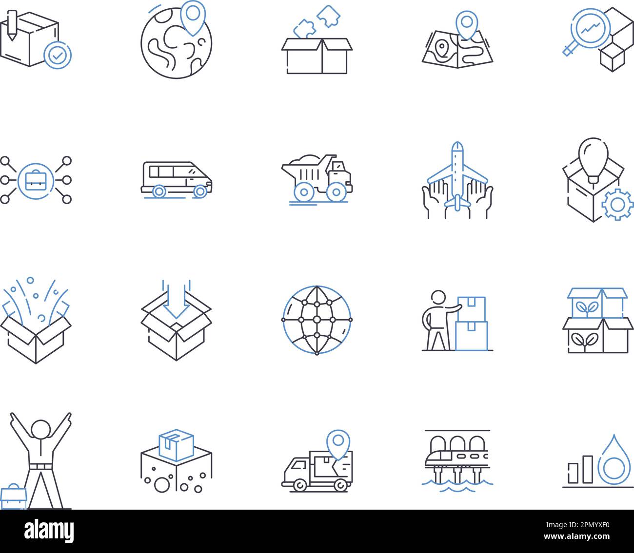 Collection d'icônes de contour de gestion logistique. Logistique, gestion, approvisionnement, chaîne, commande, Ensemble de concepts livraison, vecteur d'entrepôt et illustration Illustration de Vecteur