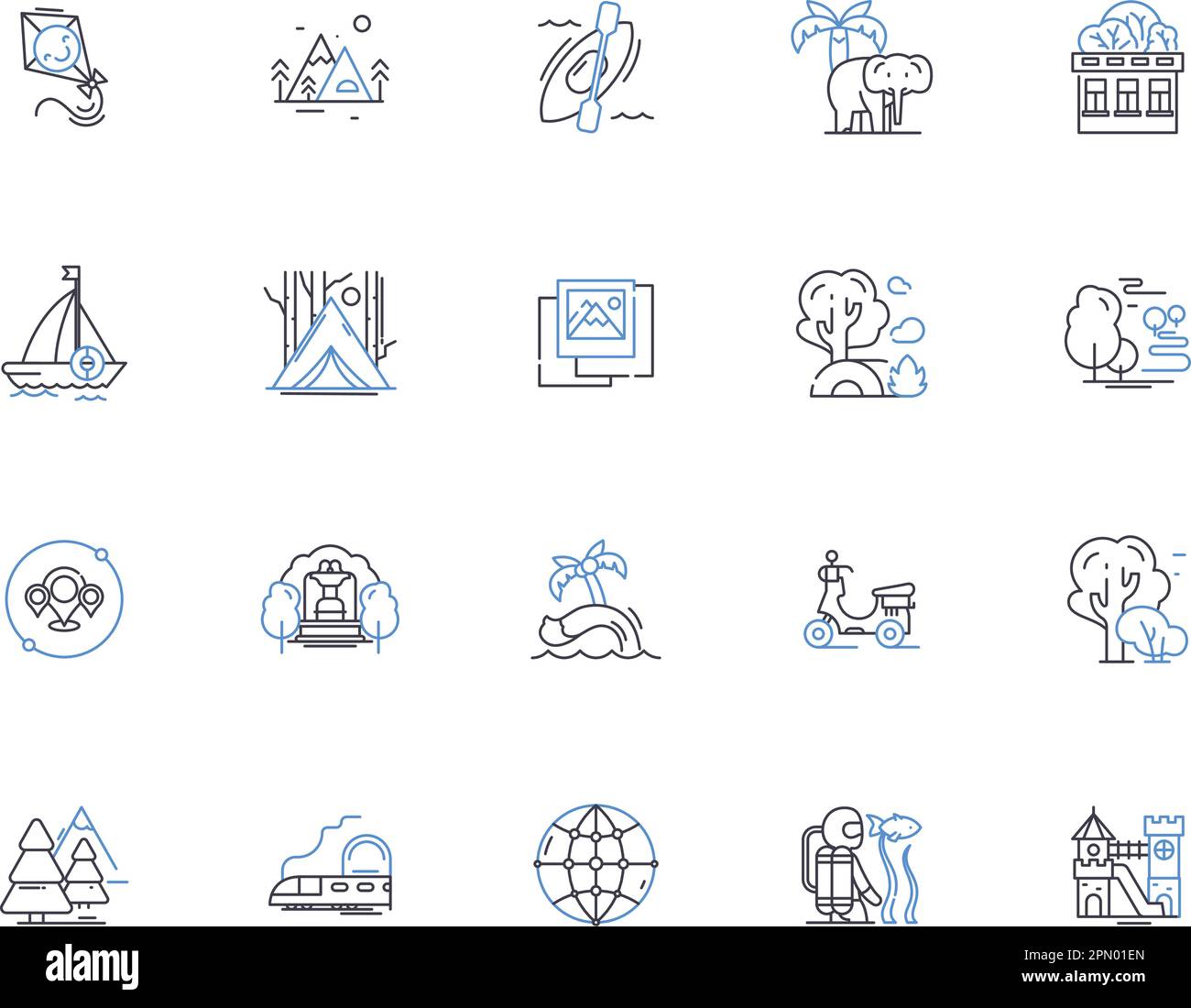Collection World Travel Outline Icons. tourisme, voyage, voyages, explorer, expéditions, wanderlust, croisières vecteur et illustration concept ensemble Illustration de Vecteur