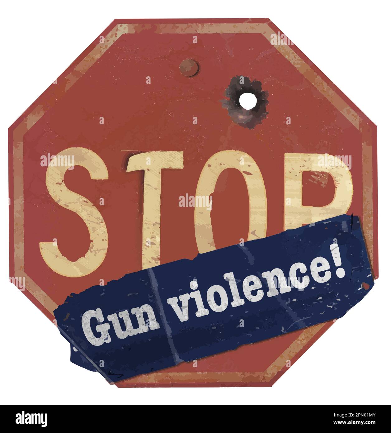 Un arrêt signé a les mots violence des armes à feu ajouté pour dire arrêter la violence des armes à feu. C'est un vecteur. Illustration de Vecteur