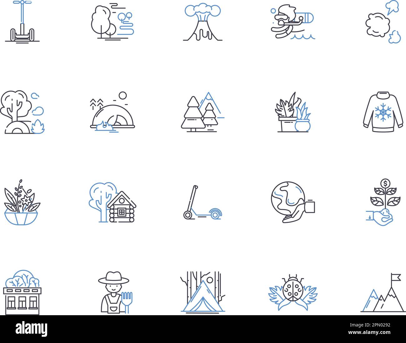 Collection d'icônes de contour climatique. Climat, chaleur, froid, températures, Global, Ensemble de concepts météo, vecteur d'atmosphère et illustration. Humidité, vent Illustration de Vecteur