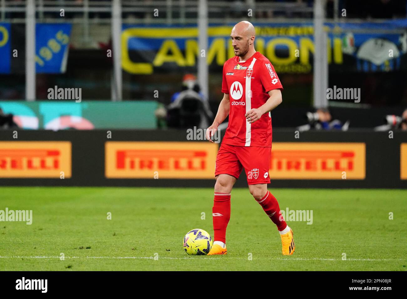 Luca Caldirola (AC Monza) pendant le championnat italien série Un match de football entre FC Internazionale et AC Monza sur 15 avril 2023 au stade U-Power de Monza, Italie - photo Luca Rossini / E-Mage crédit: Luca Rossini / E-Mage / nouvelles en direct Banque D'Images