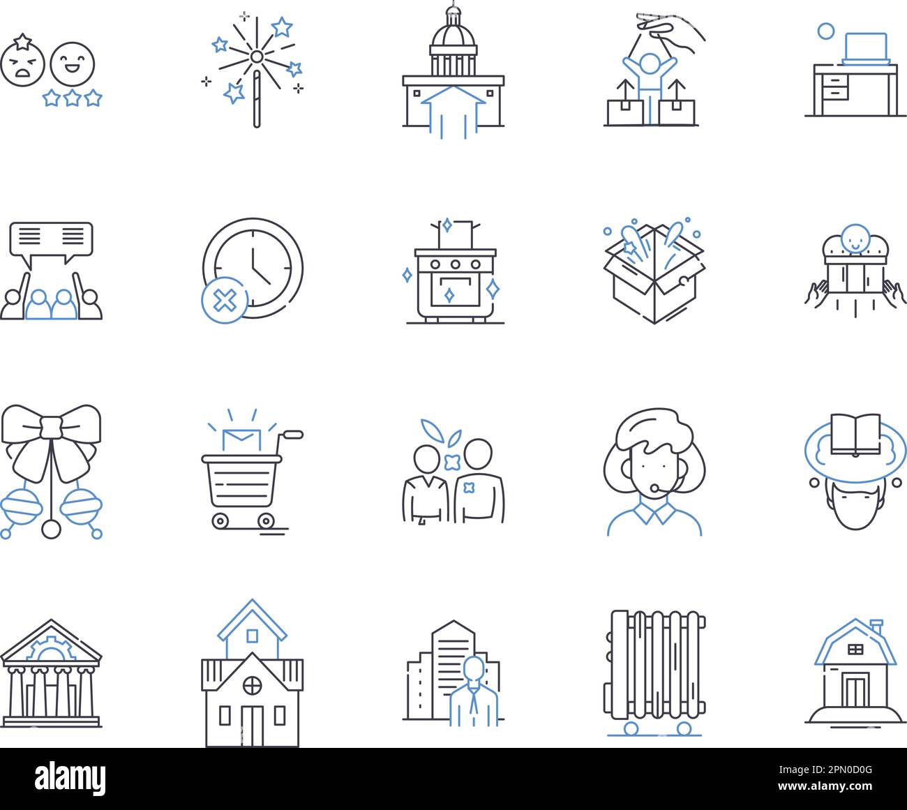 Les centres communautaires présentent une collection d'icônes. Communauté, centres, centres communautaires, divertissement, activités, Rassemblements, vecteur de classes et illustration Illustration de Vecteur