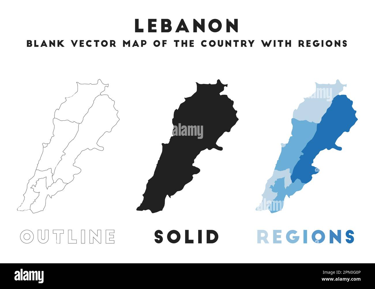 Carte du Liban. Frontières du Liban pour votre infographie. Forme vectorielle du pays. Illustration vectorielle. Illustration de Vecteur