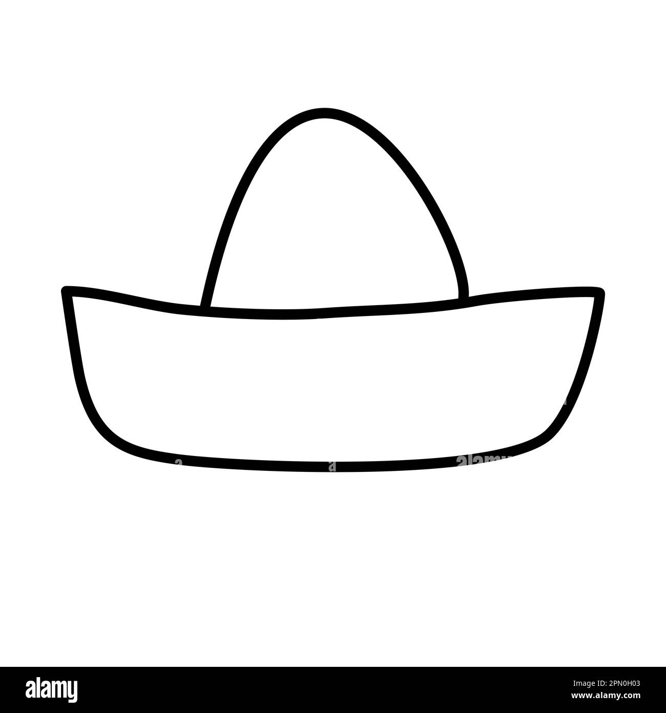 Chapeau mexicain sombrero, style Doodle dessin vectoriel plat pour enfants livre de coloriage Illustration de Vecteur