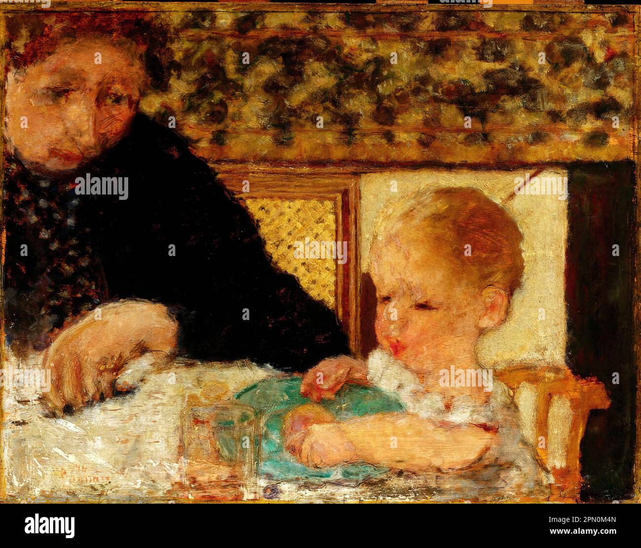 Grand-mère avec enfant peinte par le peintre post-impressionniste français Pierre Bonnard Banque D'Images