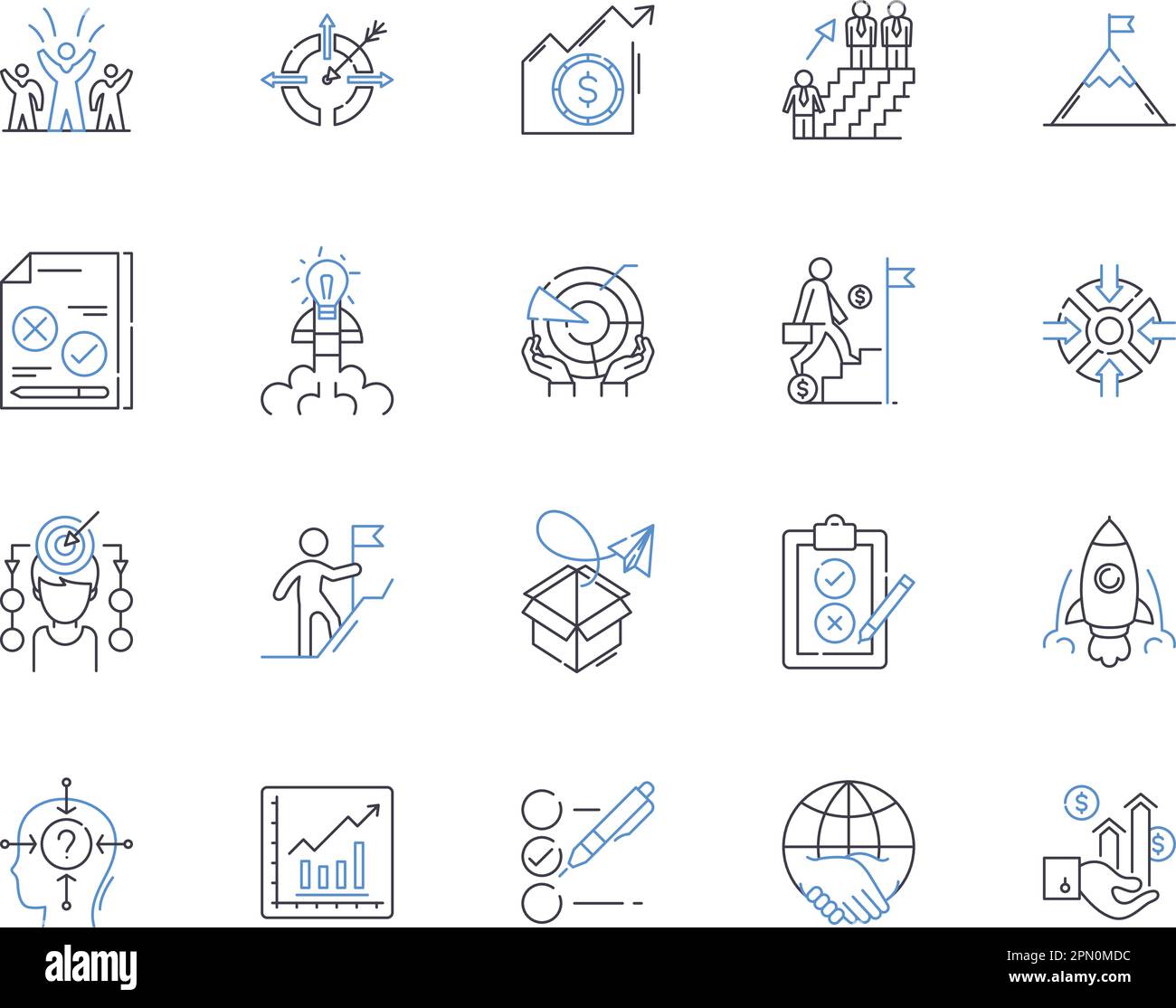 Collection d'icônes de contour de gestion collaborative. Coopération, travail d'équipe, partage, interdépendance, allocation, Négociation, vecteur de coordination et Illustration de Vecteur