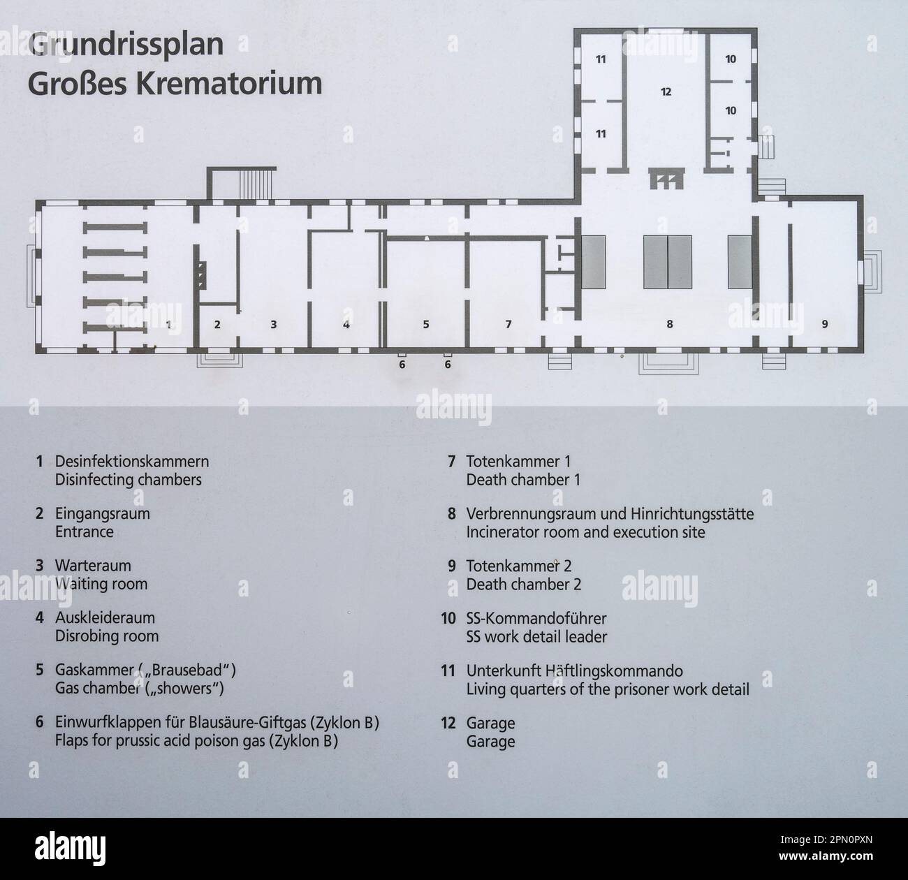 Terminer le plan d'étage du crématorium au camp de concentration de Dachau Banque D'Images