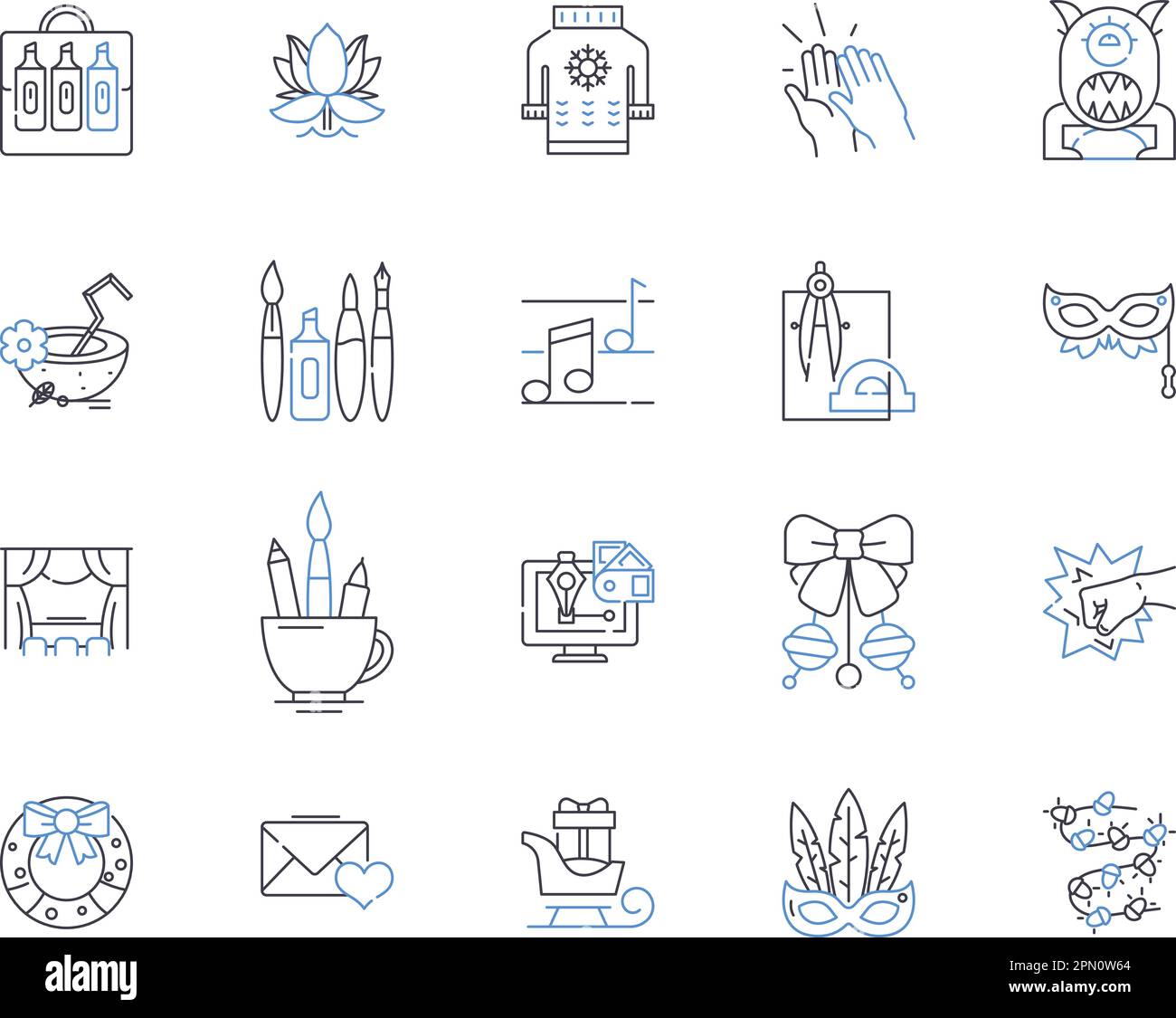 Collection Creative hobies outline icons. Peinture, fabrication, couture, Jardinage, écriture, Ensemble de concepts de dessin, de dessin au craie et d'illustration Illustration de Vecteur