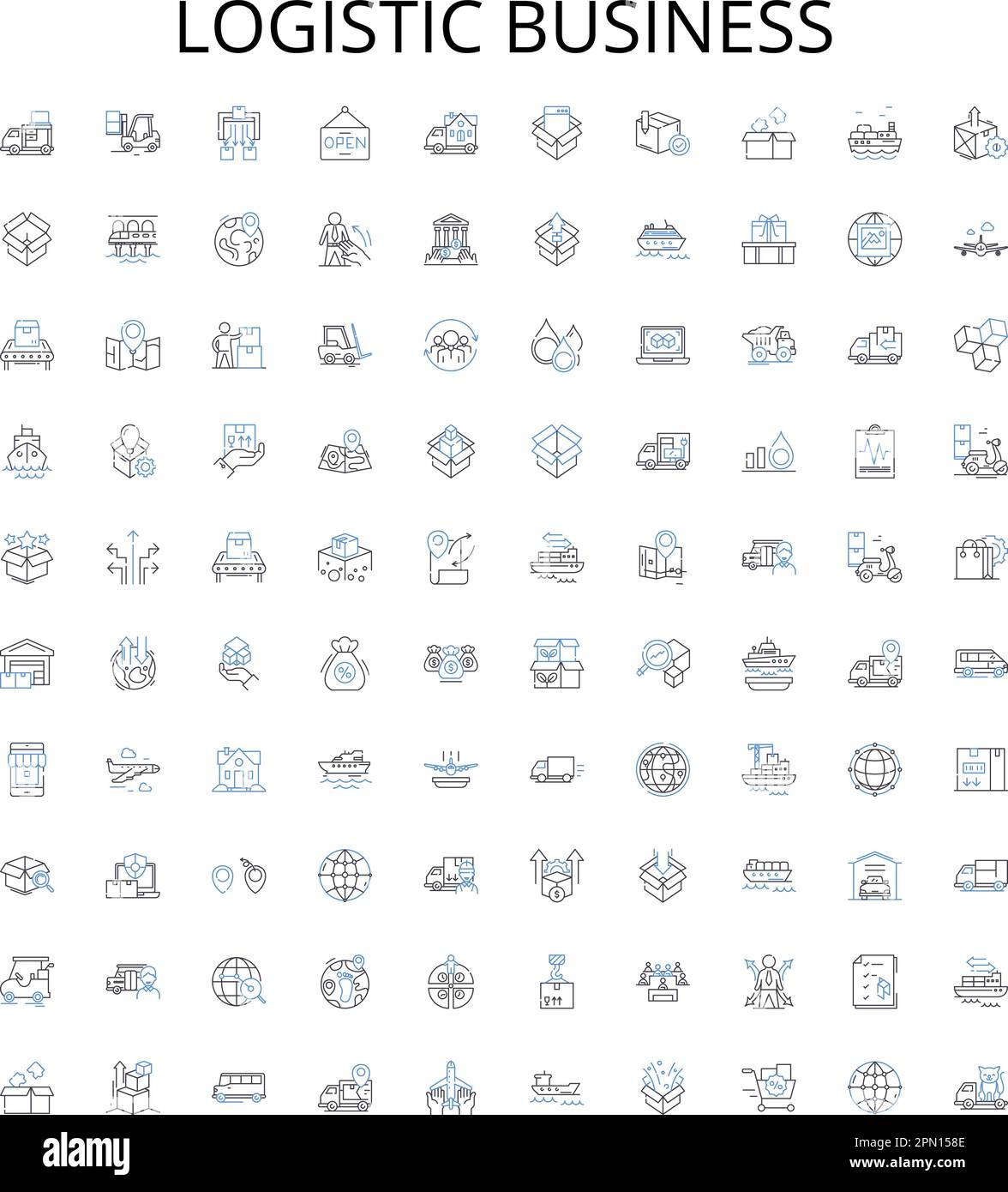 Collection d'icônes de contour d'entreprise logistique. Logistique, affaires, expédition, livraison, fret, Transport, jeu d'illustrations vectorielles de parc. Fret Illustration de Vecteur