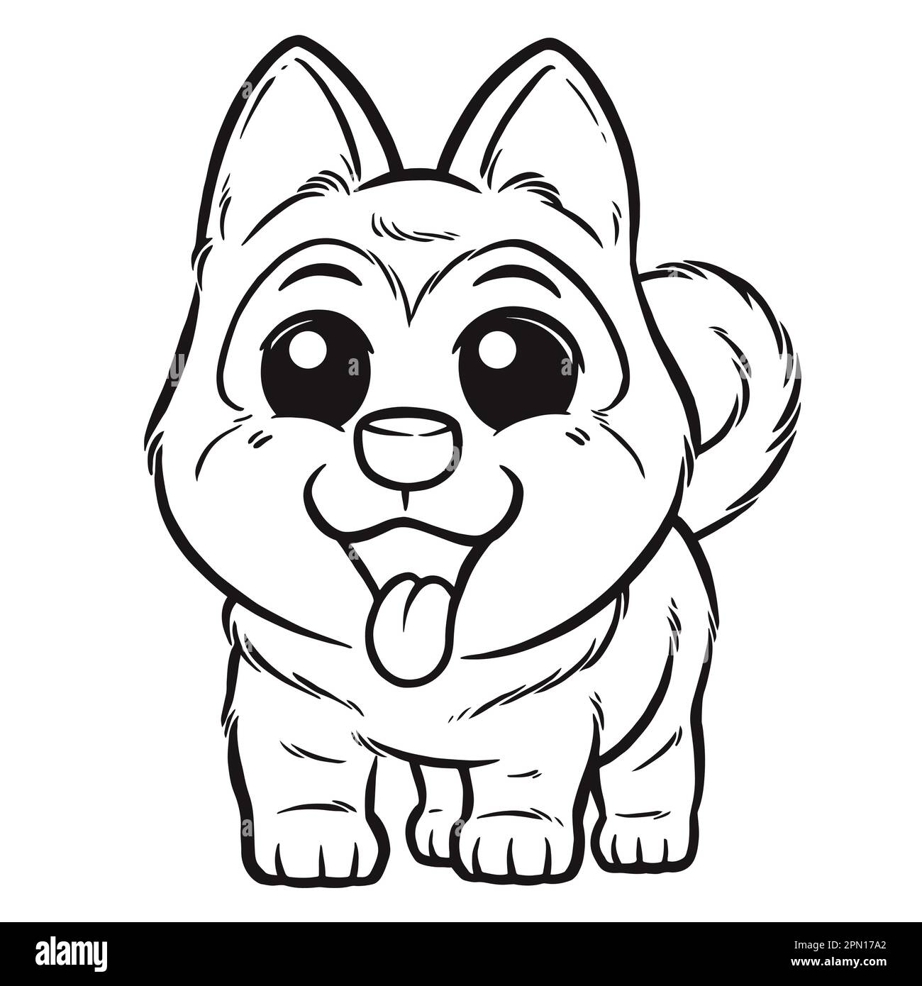 Illustration vectorielle du chien de dessin - livre de coloriage pour enfants, chiot Husky de Sibérie Illustration de Vecteur