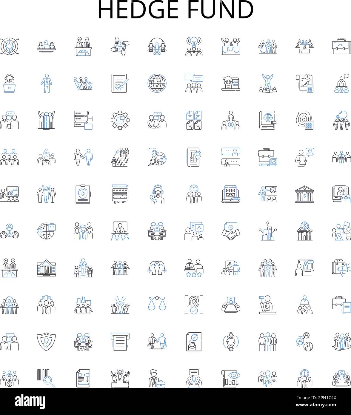 Collection hedge Fund Outline icons. Couverture, fonds, investissement, investissement, gestion, Manager, ensemble d'illustrations vectorielles stratégies. Stratégie, retours Illustration de Vecteur